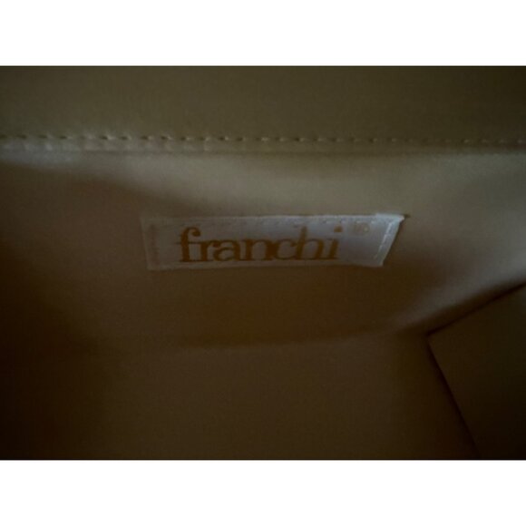 Vintage Franchi Gold Satin Box Handbag With Rhinestone Buckles & Double Handles - Picture 7 of 8